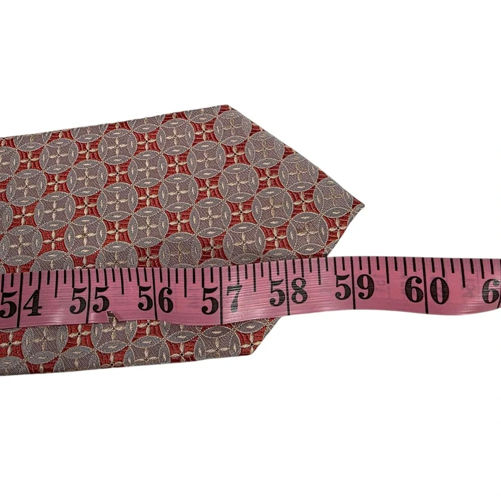 Jhane Barnes Mens Tie Necktie Luxury Gray‎ Orange Geometric Silk Executive Lined